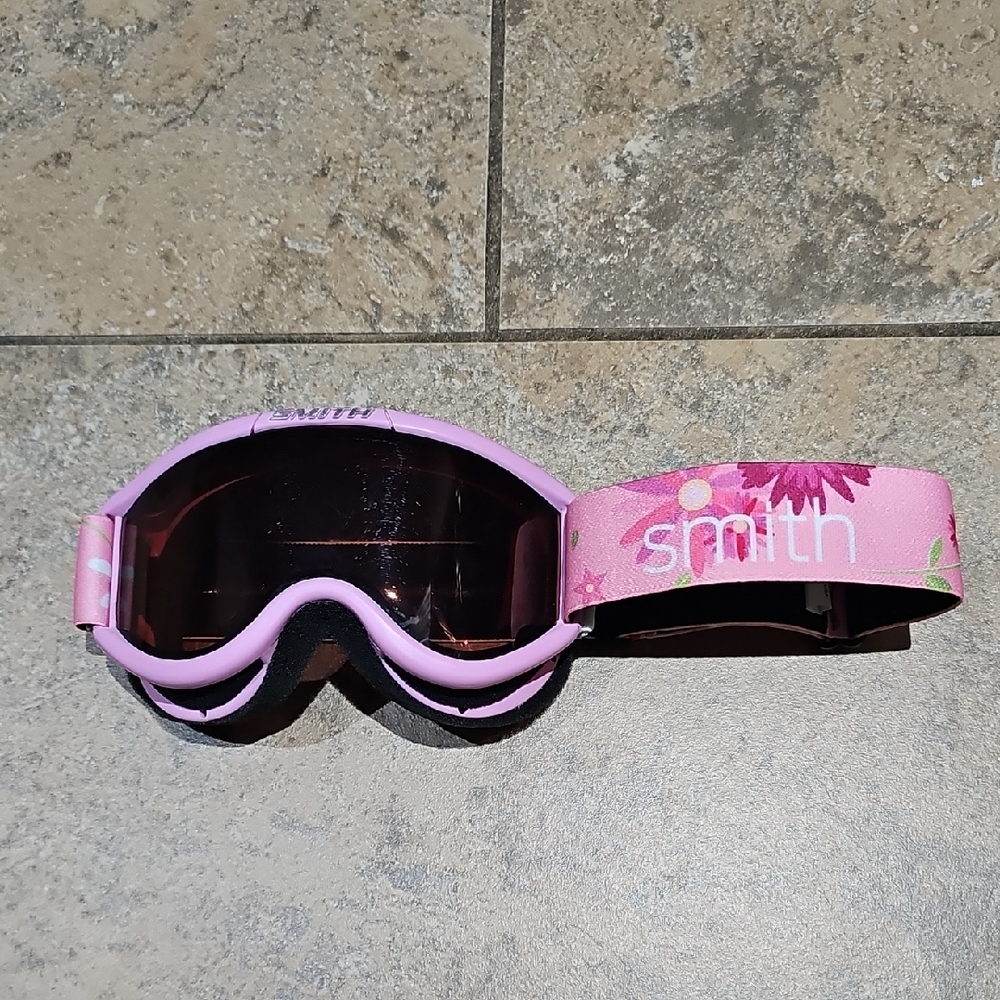 SMITH Youth Girls Floral Pink Ski Or Snowboard Goggles